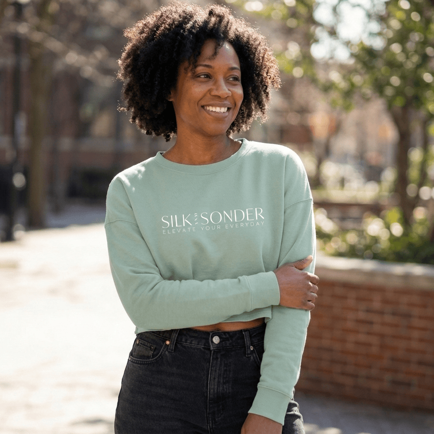 Printify Sweatshirt Silk + Sonder Logo Cropped Sweatshirt