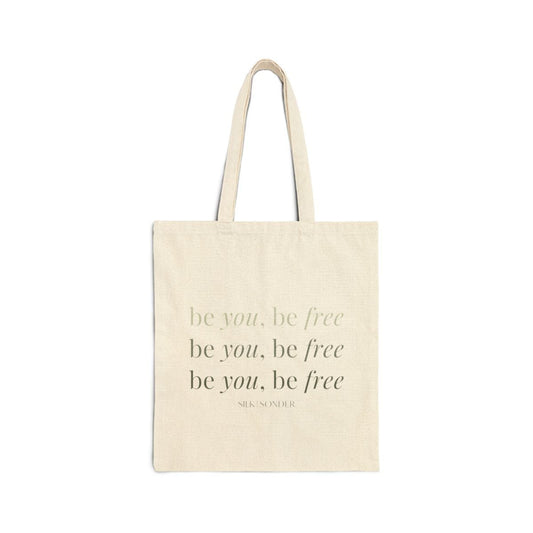 Printify Bags Natural / 15" x 16" Be You, Be Free Green Tote