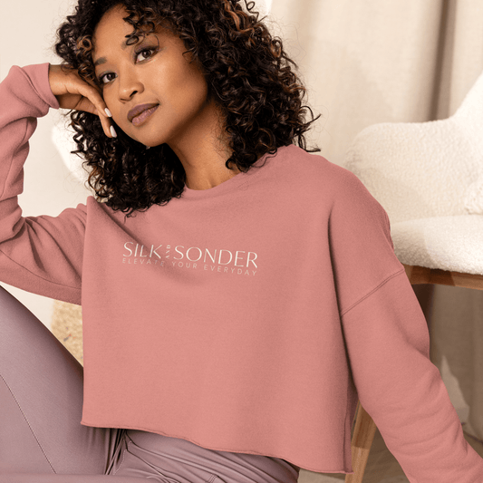 Printify Sweatshirt Mauve / S Silk + Sonder Logo Cropped Sweatshirt