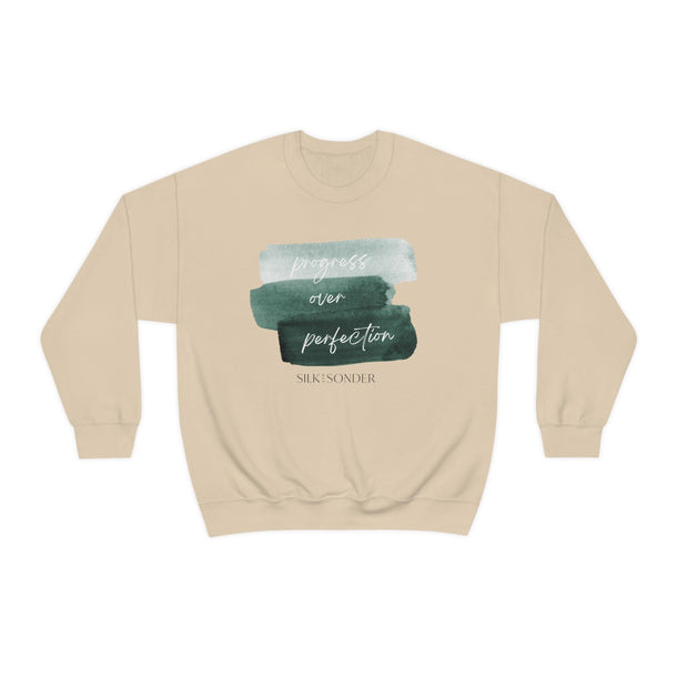 Printify Sweatshirt S / Sand Progress Over Perfection Crewneck Sweatshirt