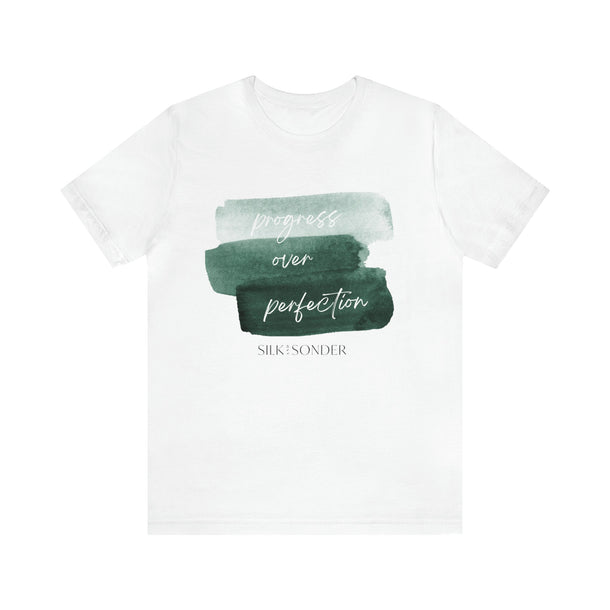 Printify T-Shirt White / S Progress Over Perfection Short Sleeve Tee